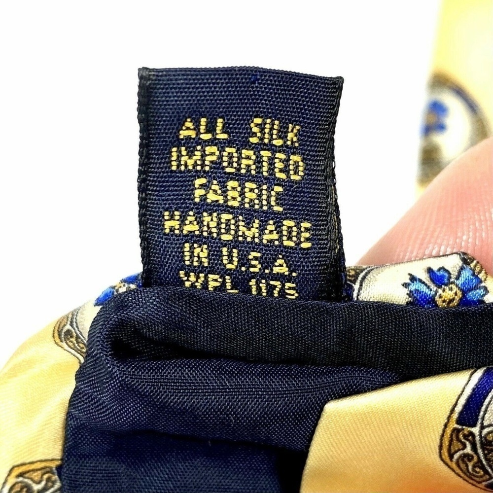 Faberge Necktie Blue Wave Gold Yellow 100% Silk Tie Made Usa — image 4 of 4